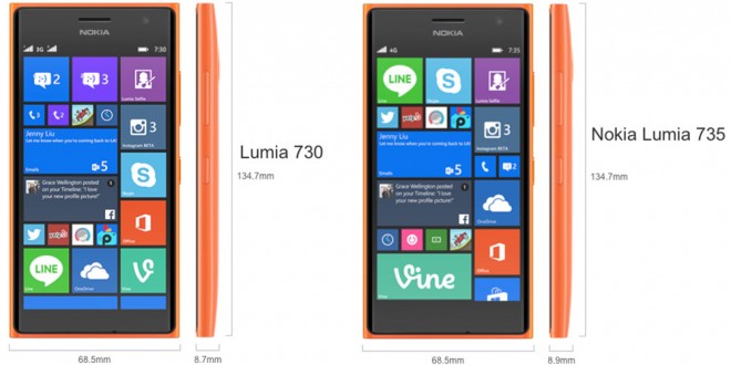 Lumia 735 size